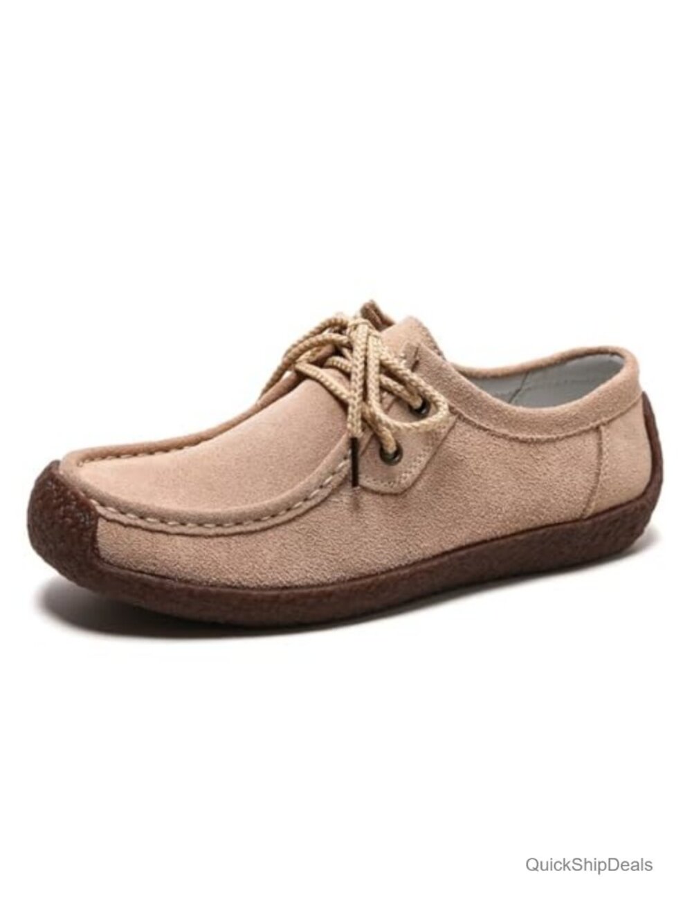 Women's Suede Oxford Shoes Lace Up Comfort Casual Cowhide Square Toe Driving